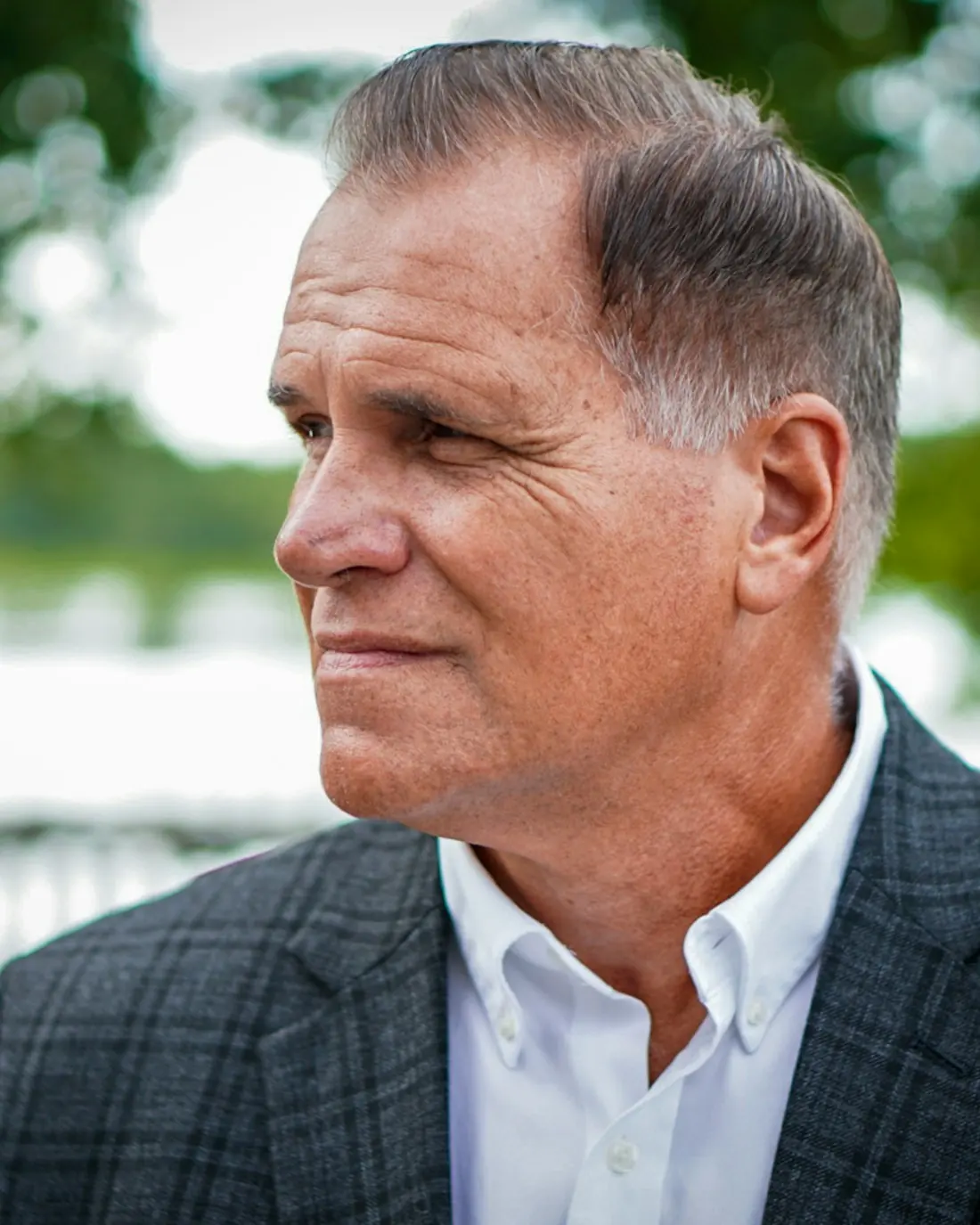 Man in his fifties outdoors, natural light
