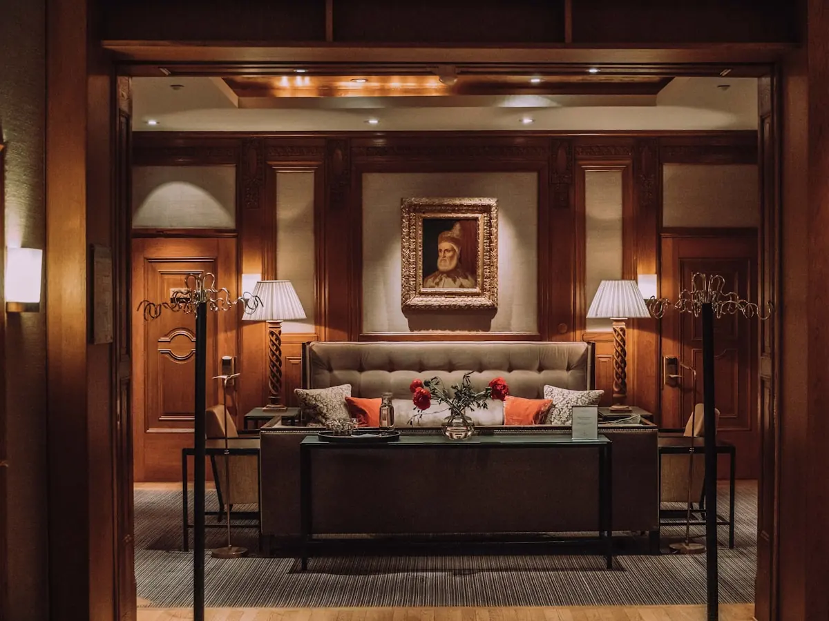 Wood panelled hotel suite