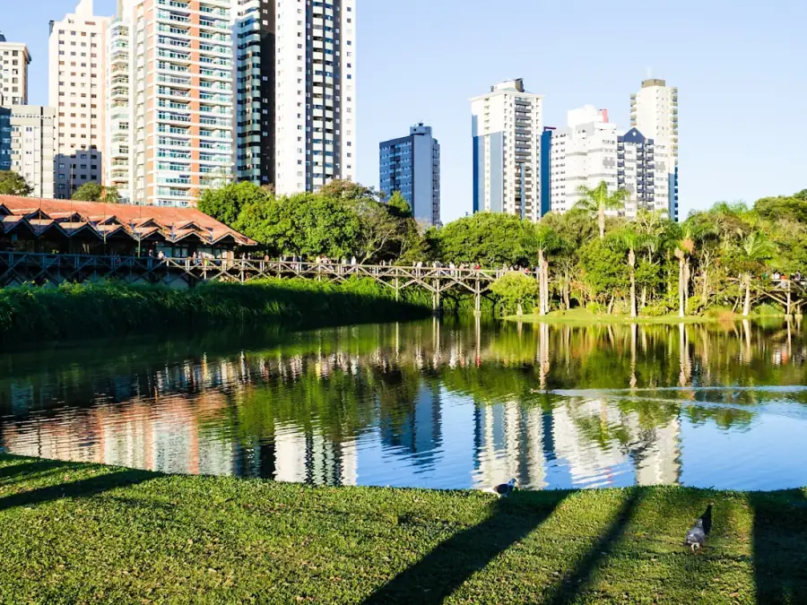 City park with a lake